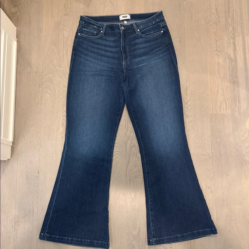PAIGE Genevieve Dark Blue Flare Jeans,like New, sz 32 - Picture 5 of 12